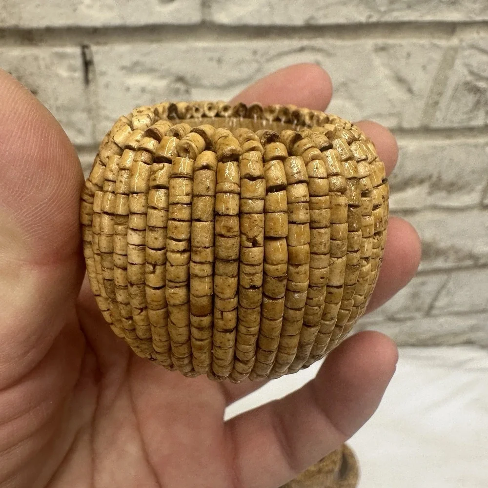 Napkin Rings Natural Mini Wood Beads Set Of 8 Dining Table Decor Boho Rustic